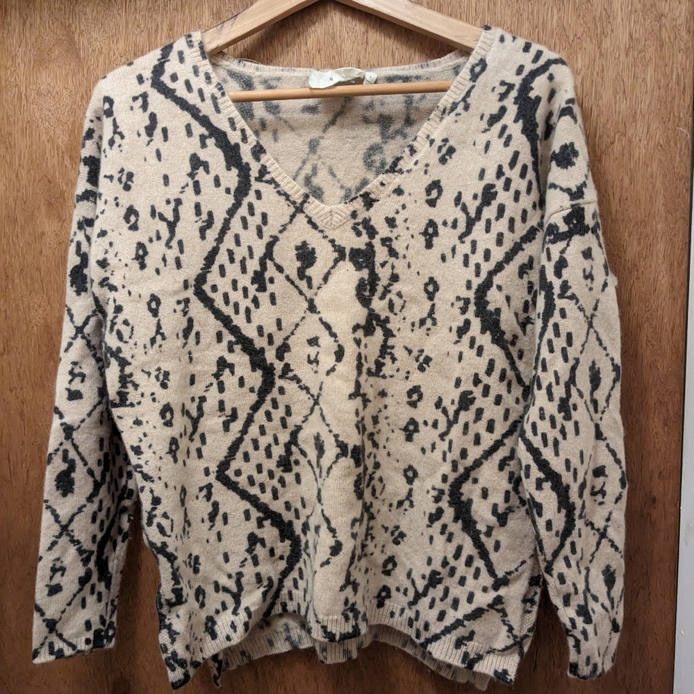 Anthropologie Tan Patterned Sweater